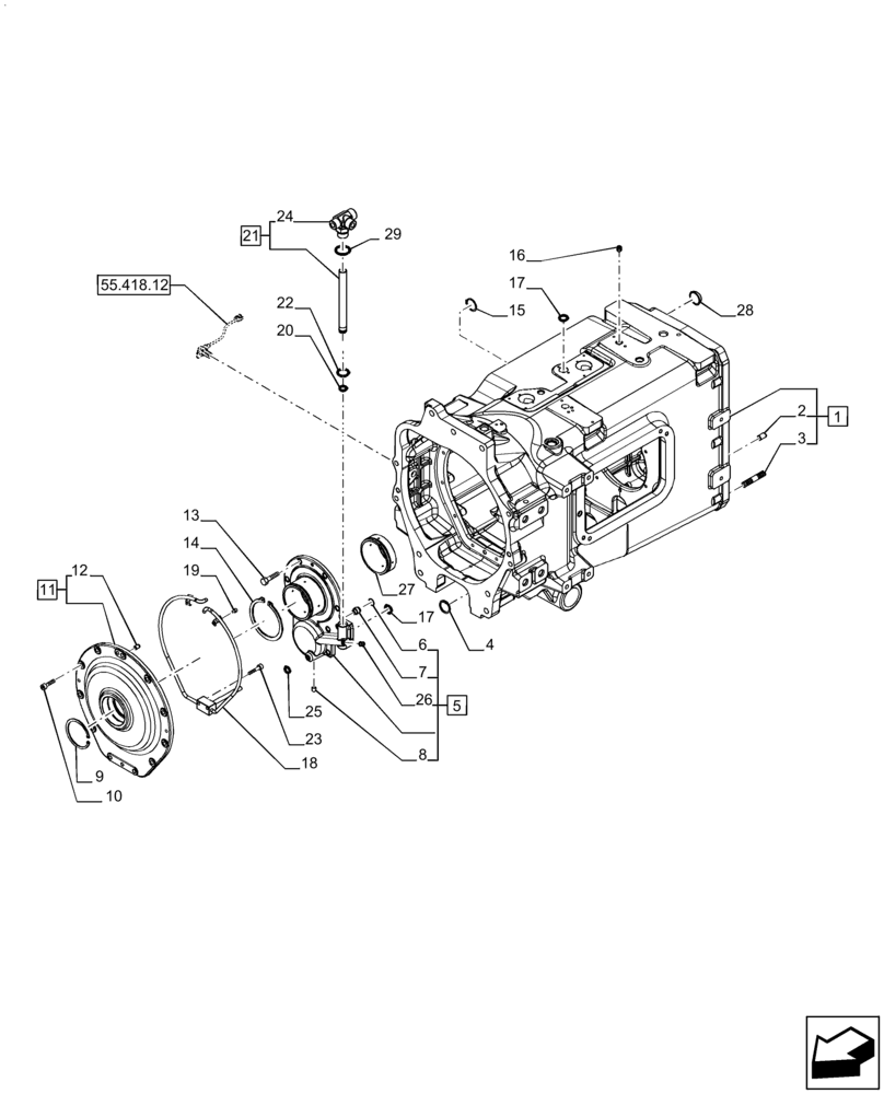 Схема запчастей Case IH PUMA 230 - (21.110.01[01]) - CLUTCH BOX - COVERS AND GEARBOX (21) - TRANSMISSION