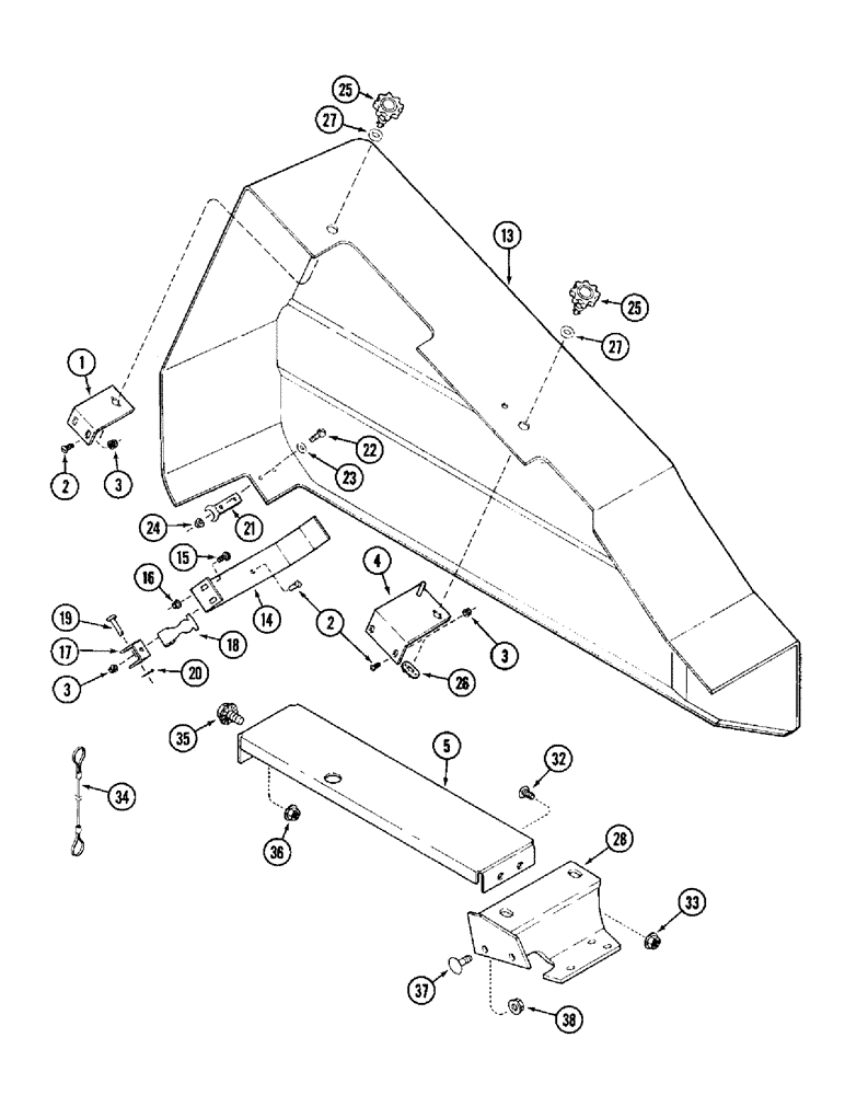 Схема запчастей Case IH 1010 - (9B-16) - KNIFE DRIVE SHIELD AND SUPPORTS (58) - ATTACHMENTS/HEADERS