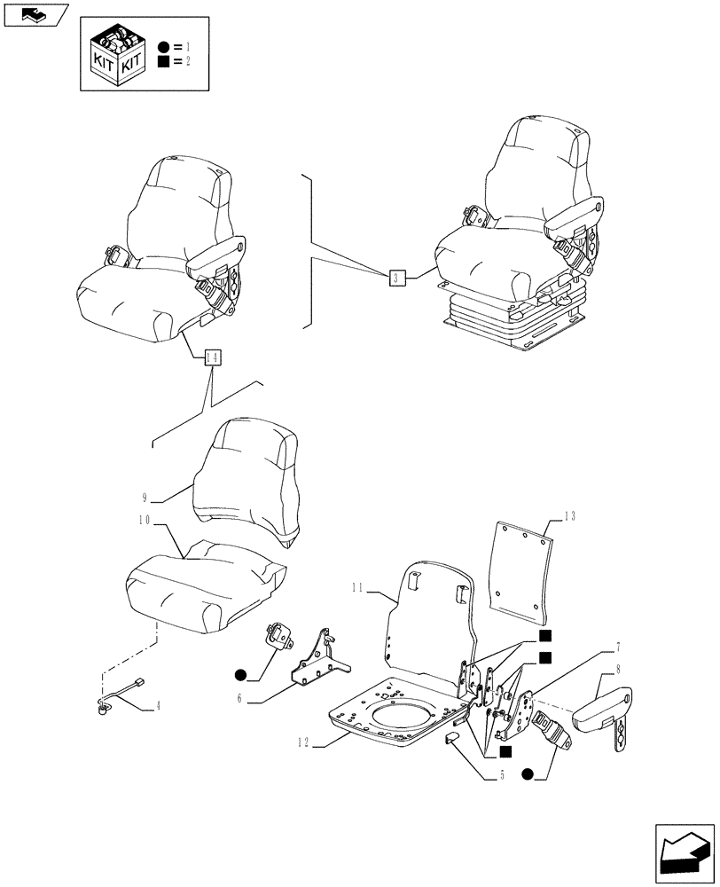 Схема запчастей Case IH PUMA 200 - (90.120.0101[01]) - AIR SEAT WITH SEAT BELT - BREAKDOWN (90) - PLATFORM, CAB, BODYWORK AND DECALS