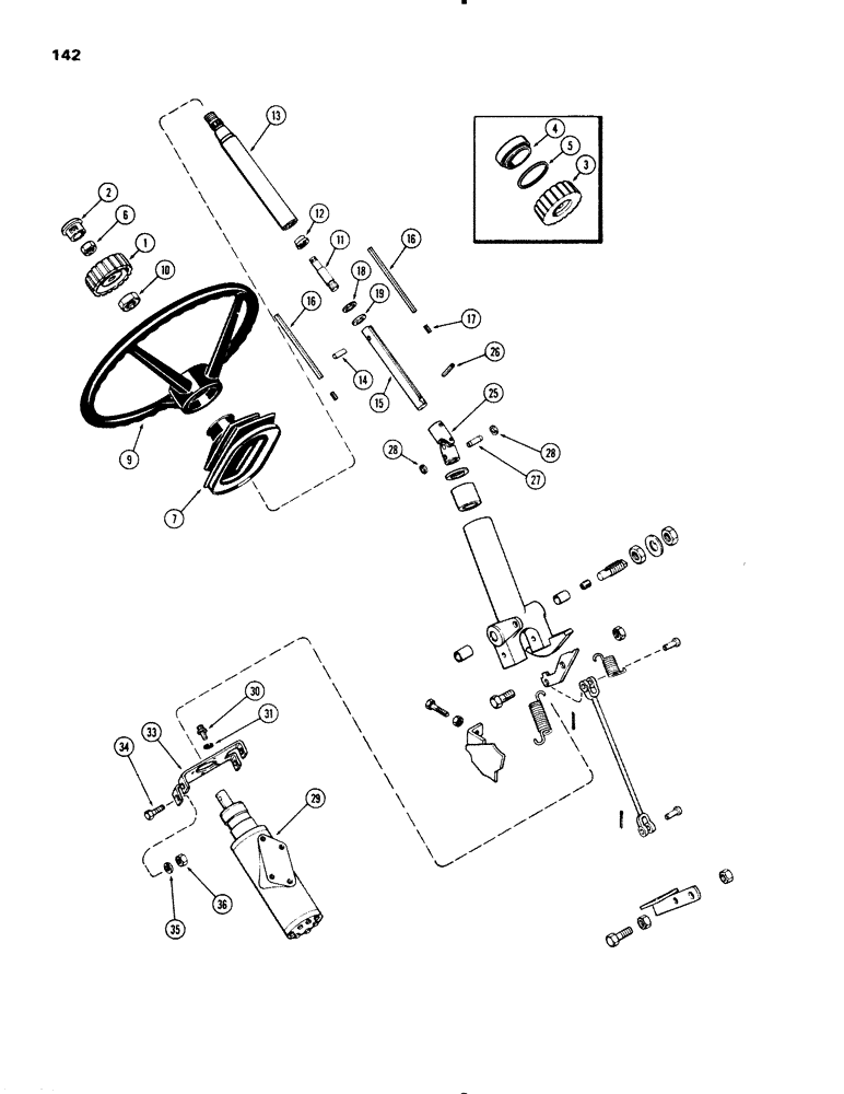 Схема запчастей Case IH 1270 - (142) - STEERING WHEEL AND SHAFTS (05) - STEERING