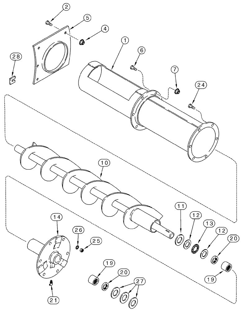 Схема запчастей Case IH 2388 - (09D-08) - AUGER ASSEMBLY - TAILINGS DELIVERY (16) - GRAIN ELEVATORS & AUGERS