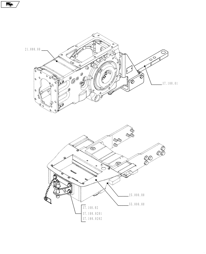 Схема запчастей Case IH FARMALL 75C - (37.000.00) - PICTORIAL INDEX - TOWING HOOK AND BALLASTING (37) - HITCHES, DRAWBARS & IMPLEMENT COUPLINGS