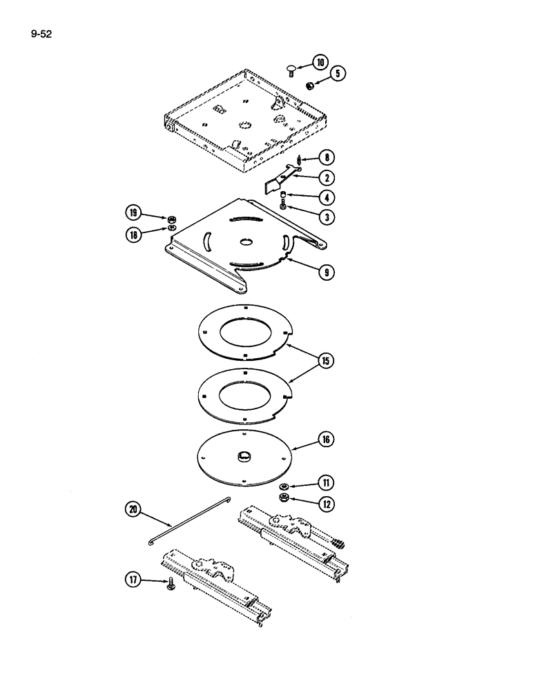 Схема запчастей Case IH 3394 - (9-052) - SEAT SWIVEL KIT (09) - CHASSIS/ATTACHMENTS