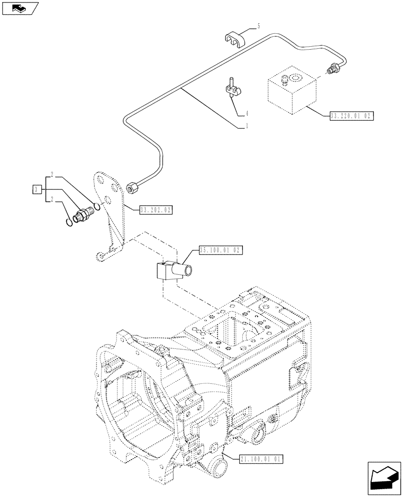 Схема запчастей Case IH PUMA 200 - (33.204.14[01A]) - 4WD AXLE WITH BRAKE - FRONT BRAKE VALVE PIPE - D7091 (VAR.728195-743963) (33) - BRAKES & CONTROLS