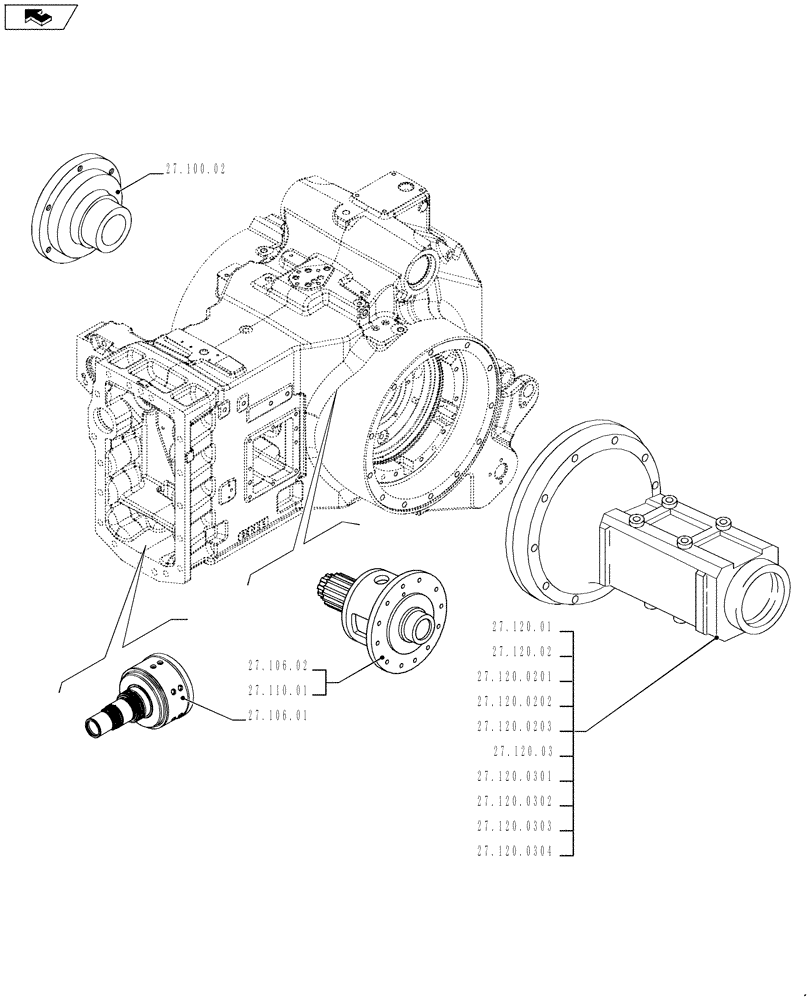Схема запчастей Case IH PUMA 230 - (27.000.00) - PICTORIAL INDEX - REAR DRIVE AXLE (27) - REAR AXLE SYSTEM