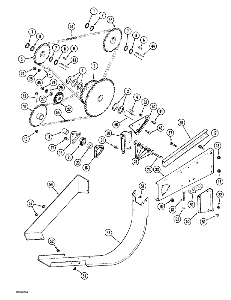 Схема запчастей Case IH 1660 - (9E-16) - GRAIN TANK UNLOADER CHAIN DRIVE (17) - GRAIN TANK & UNLOADER