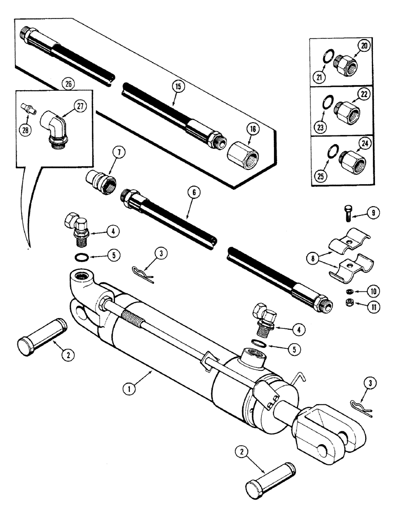 Схема запчастей Case IH 4694 - (8-354) - REMOTE HYDRAULIC ATTACHMENTS, HYDRAULIC CYLINDER, HOSES AND COUPLINGS (08) - HYDRAULICS