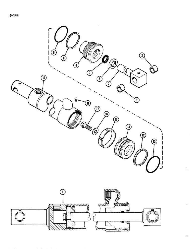 Схема запчастей Case IH 4490 - (5-144) - REAR STEERING CYLINDER, 3 INCH (76.2 MM) DIA. X 8 INCH (203.2 MM) STROKE (05) - STEERING