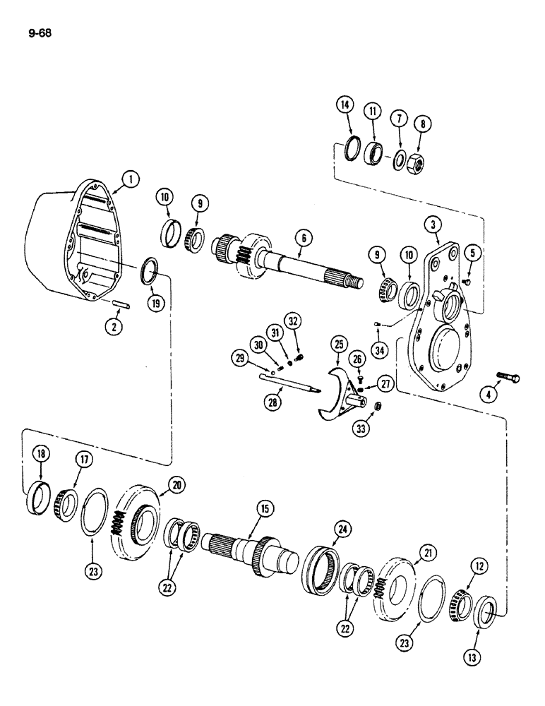 Схема запчастей Case IH 1620 - (9-068) - ROTOR DRIVE ASSEMBLY, P.I.N. JJC0022109 AND AFTER (14) - ROTOR, CONCANVES & SIEVE