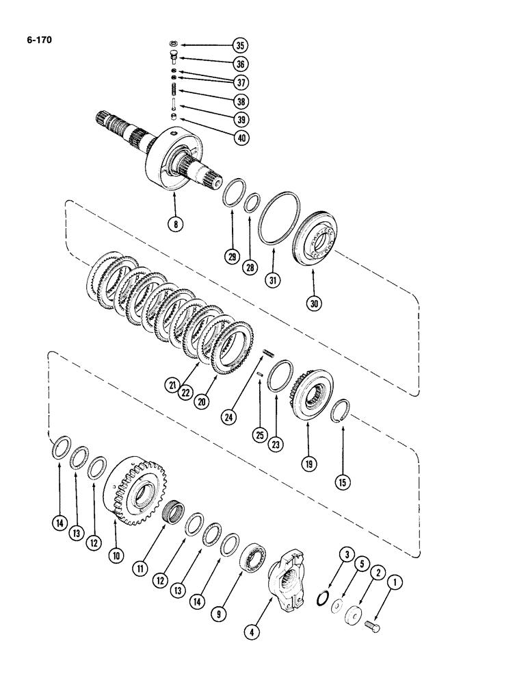 Схема запчастей Case IH 4994 - (6-170) - UPPER 7 INCH (178 MM) CLUTCH ASSEMBLY (06) - POWER TRAIN