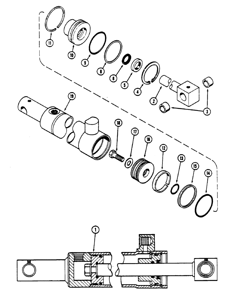 Схема запчастей Case IH 4690 - (5-140) - FRONT STEERING CYLINDER, 2-1/2" (63.5 MM) DIAMETER X 9-7/8" (250.83MM) STROKE PIN 8860322 (05) - STEERING