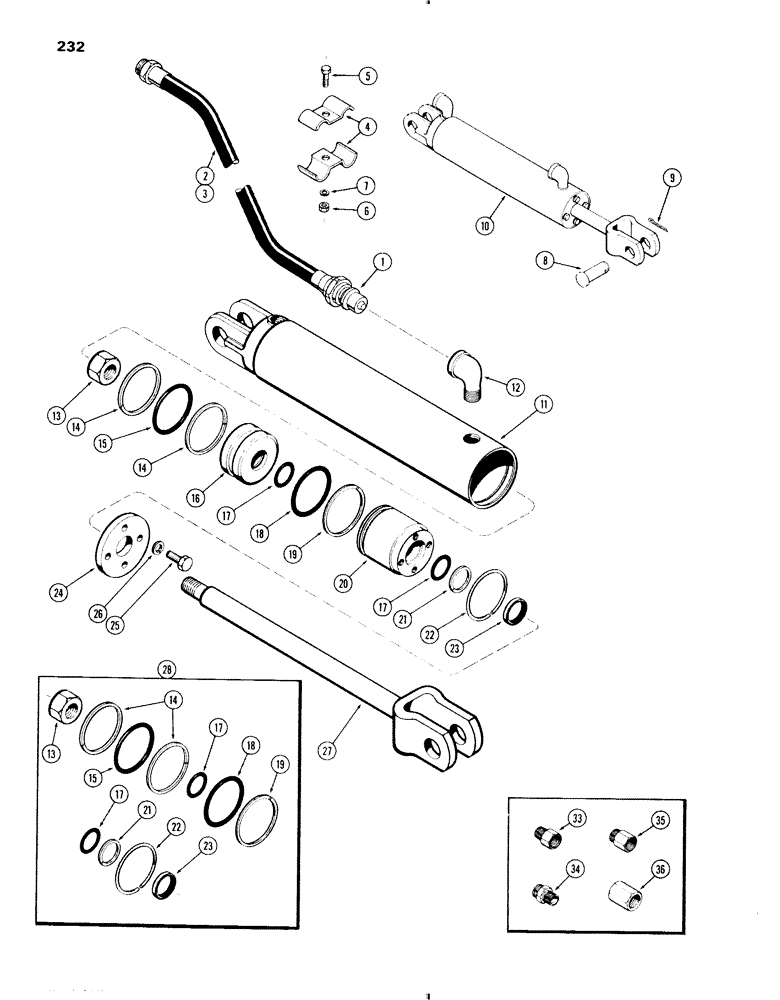 Схема запчастей Case IH 470 - (232) - 2 1/2" X 8" REMOTE HYDRAULIC CYLINDER (08) - HYDRAULICS