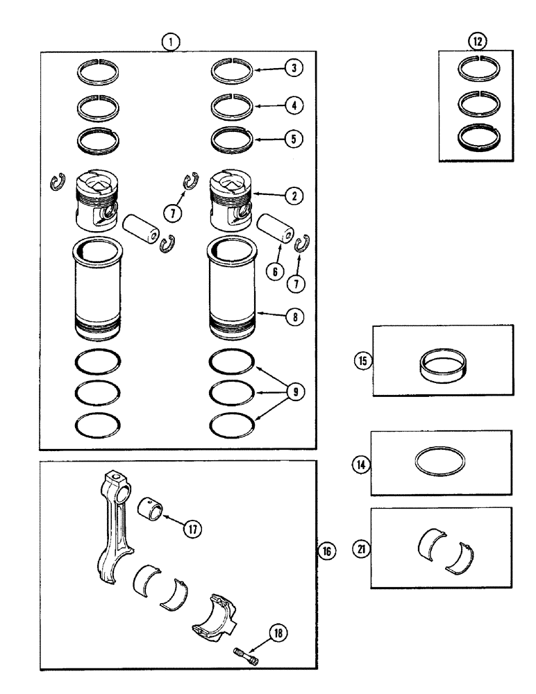 Схема запчастей Case IH 3294 - (2-038) - PISTON AND SLEEVE ASSEMBLY, 504BDT DIESEL ENGINE (02) - ENGINE