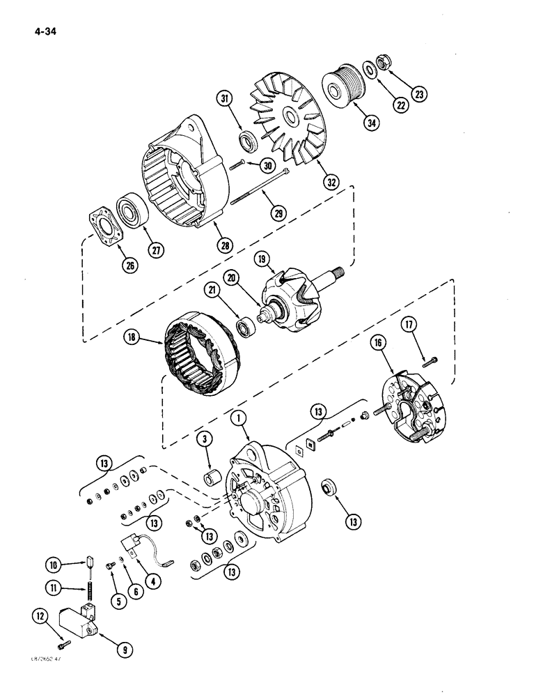 Схема запчастей Case IH 9150 - (4-34) - ALTERNATOR ASSEMBLY (04) - ELECTRICAL SYSTEMS