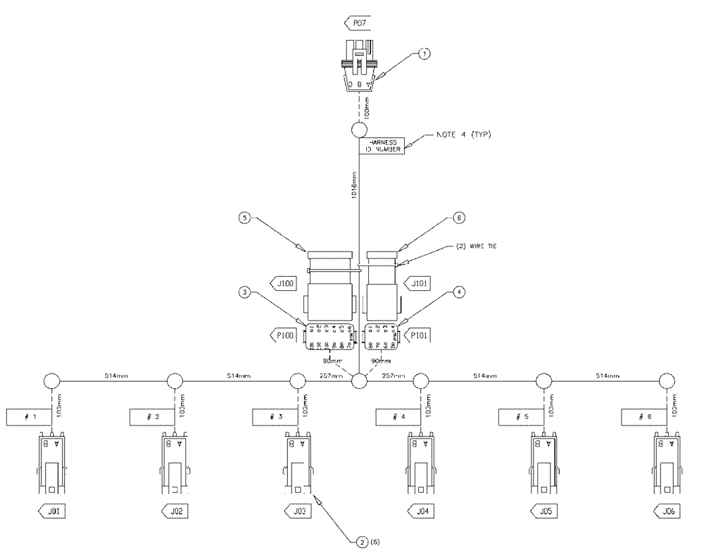 Схема запчастей Case IH SPX3320 - (12-051) - HARNESS, AIM, 6 NOZZLE TIP (06) - ELECTRICAL