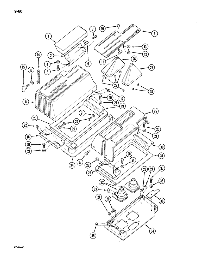 Схема запчастей Case IH 895 - (9-060) - CAB, CONTROL LEVER COVERS AND SUPPORTS (09) - CHASSIS/ATTACHMENTS