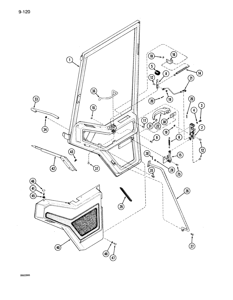 Схема запчастей Case IH 7150 - (9-120) - CAB DOOR AND LATCH, PRIOR TO CAB S/N JAB0052818 (09) - CHASSIS/ATTACHMENTS