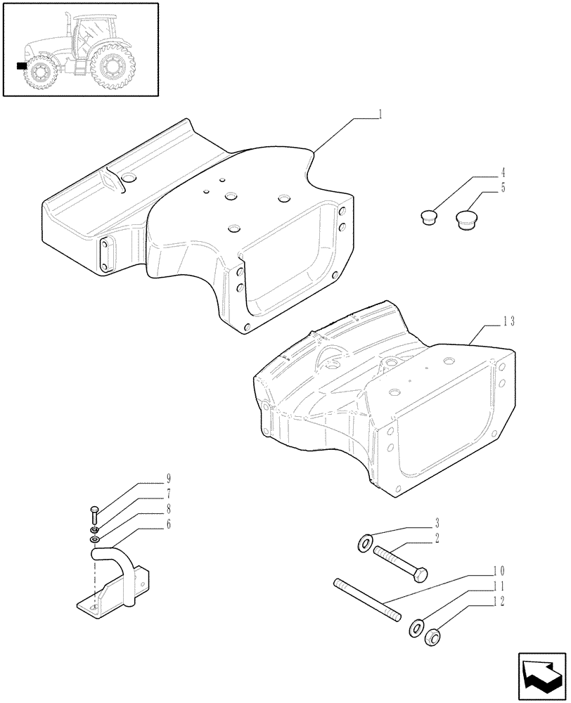 Схема запчастей Case IH PUMA 180 - (1.21.1/01) - (VAR.037-066-068-593-684) FRONT WEIGHT CARRIER (03) - TRANSMISSION