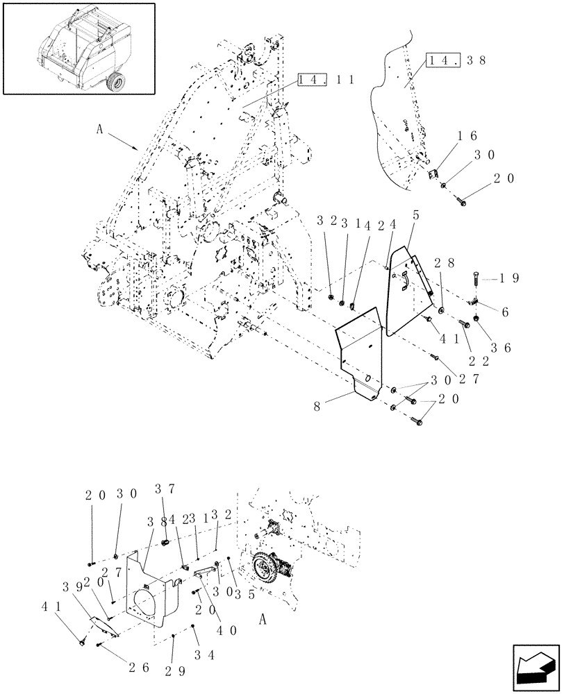 Схема запчастей Case IH RBX463 - (08.94) - SHIELDS, ROTOR (08) - SHEET METAL/DECALS