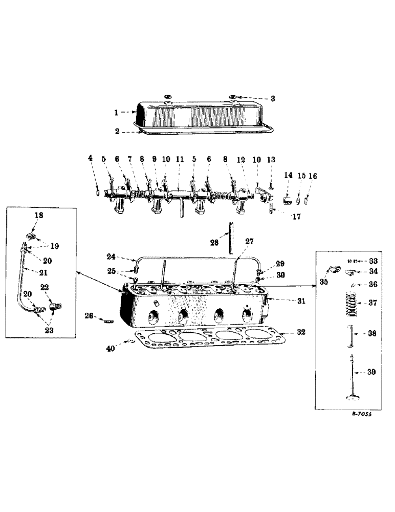 Схема запчастей Case IH SUPER-HV - (004) - ENGINE, CYLINDER HEAD, VALVE COVER, VALVES AND VALVE LEVERS (01) - ENGINE