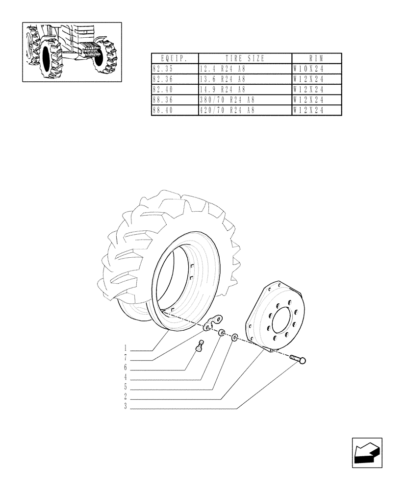 Схема запчастей Case IH MAXXUM 110 - (82.00[02]) - 4WD DRIVING WHEELS (11) - WHEELS/TRACKS