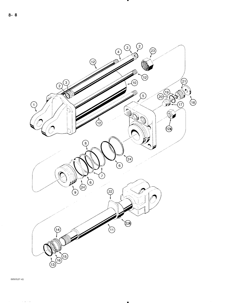 Схема запчастей Case IH 370 - (8-08) - TRANSPORT LIFT CYLINDER, 360997R95 (08) - HYDRAULICS