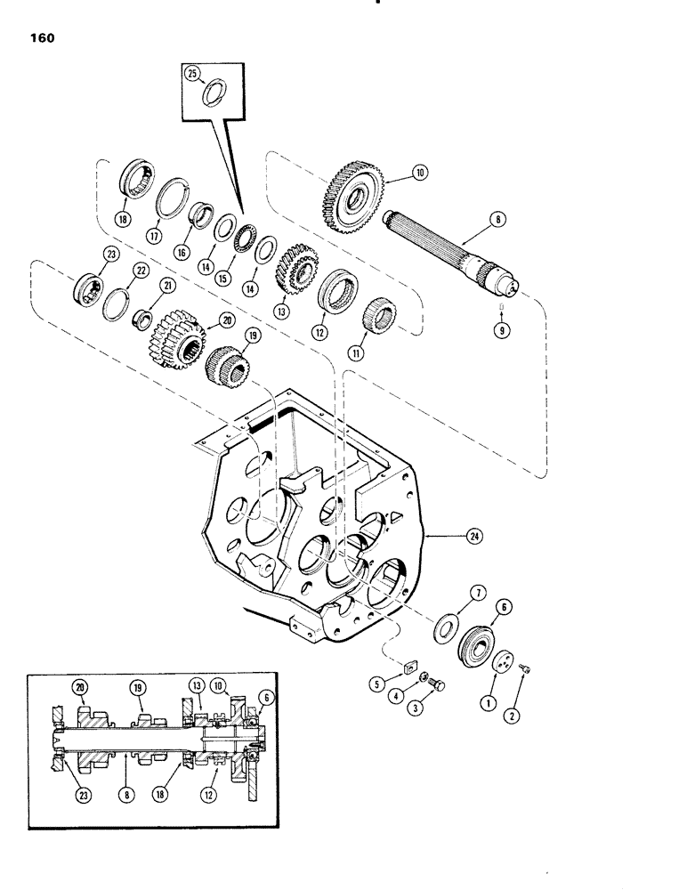 Схема запчастей Case IH 1090 - (160) - SLIDING GEAR SHAFT, MECHANICAL SHIFT (06) - POWER TRAIN