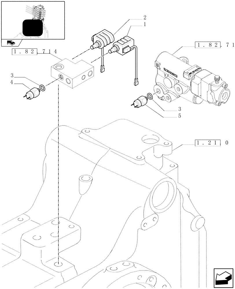 Схема запчастей Case IH PUMA 140 - (1.75.0/05) - HYDRAULIC TRAILER BRAKE (ITALY) - SOLENOID VALVES AND SENSORS (VAR.331723) (06) - ELECTRICAL SYSTEMS