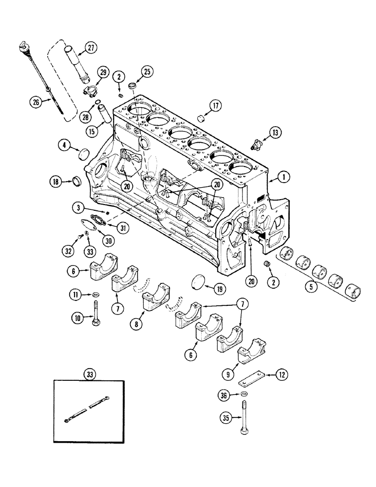 Схема запчастей Case IH 4694 - (2-036) - CYLINDER BLOCK, 504BDTI DIESEL ENGINE (02) - ENGINE