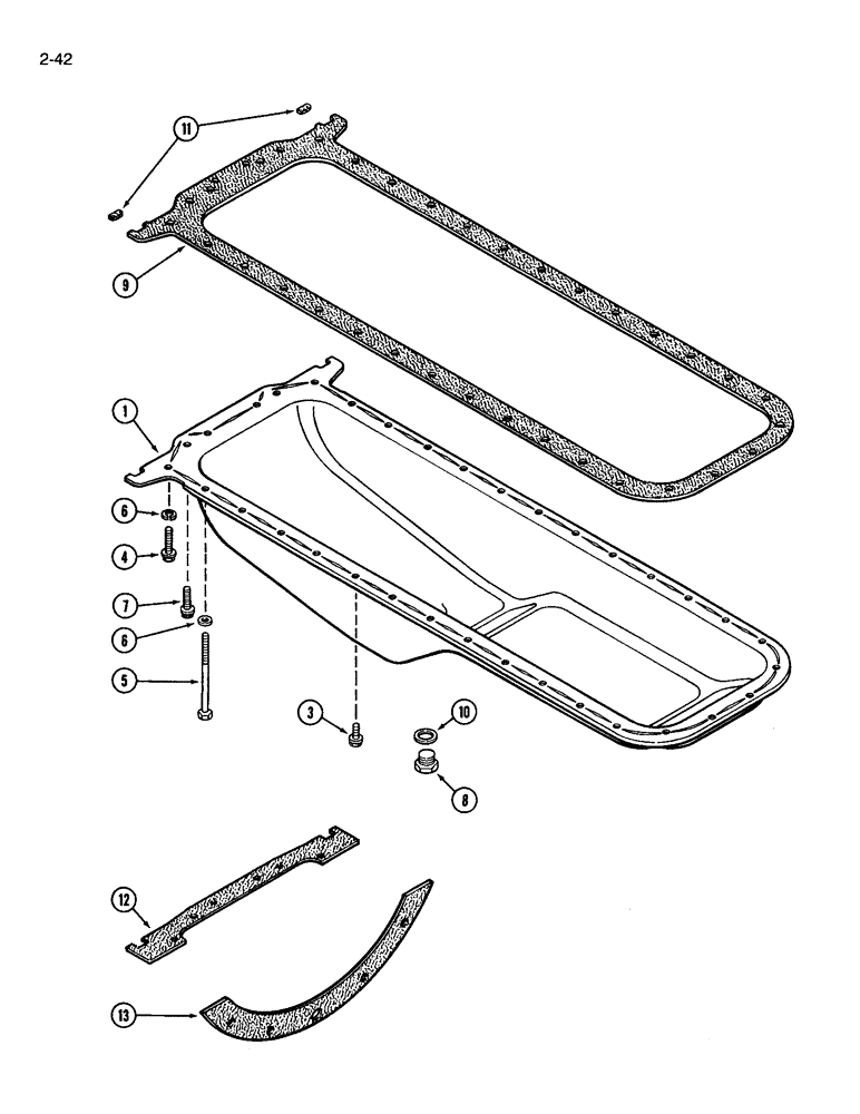 Схема запчастей Case IH 3594 - (2-042) - OIL PAN AND GASKETS, 504BDT DIESEL ENGINE (02) - ENGINE