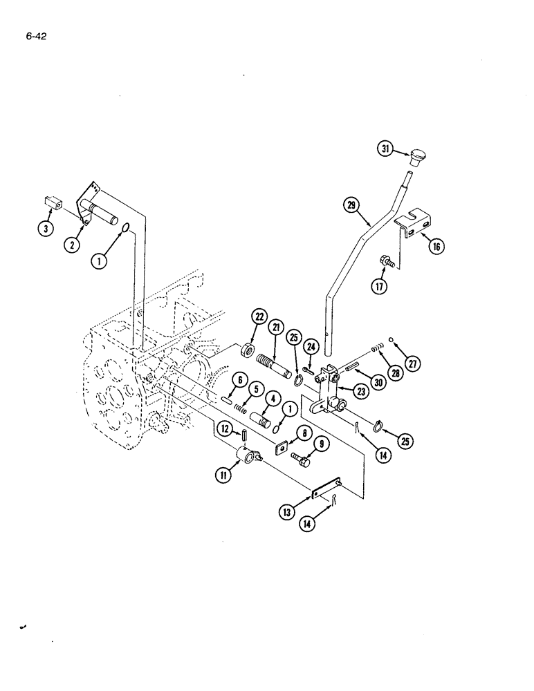 Схема запчастей Case IH 1120 - (6-42) - TRANSMISSION RANGE SHIFT LINKAGE, MECHANICAL AND HYDROSTATIC (06) - POWER TRAIN