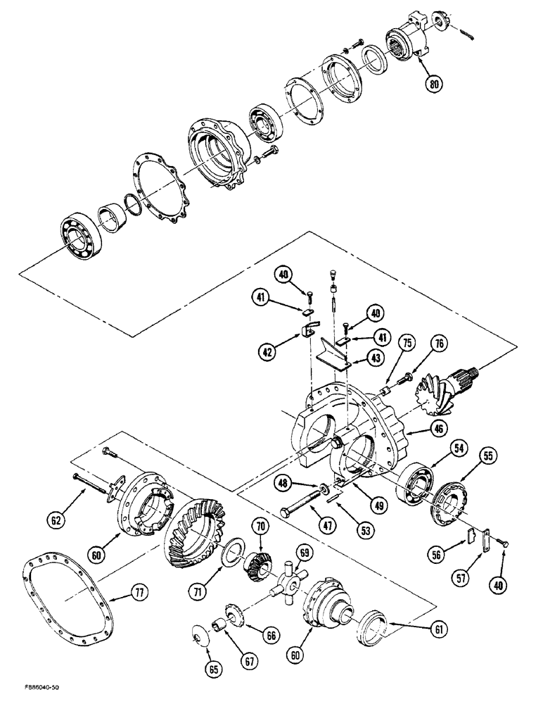 Схема запчастей Case IH STEIGER - (6-80) - AXLE ASSEMBLY, DIFFERENTIAL AND CARRIER, K598.60/70 SERIES (06) - POWER TRAIN