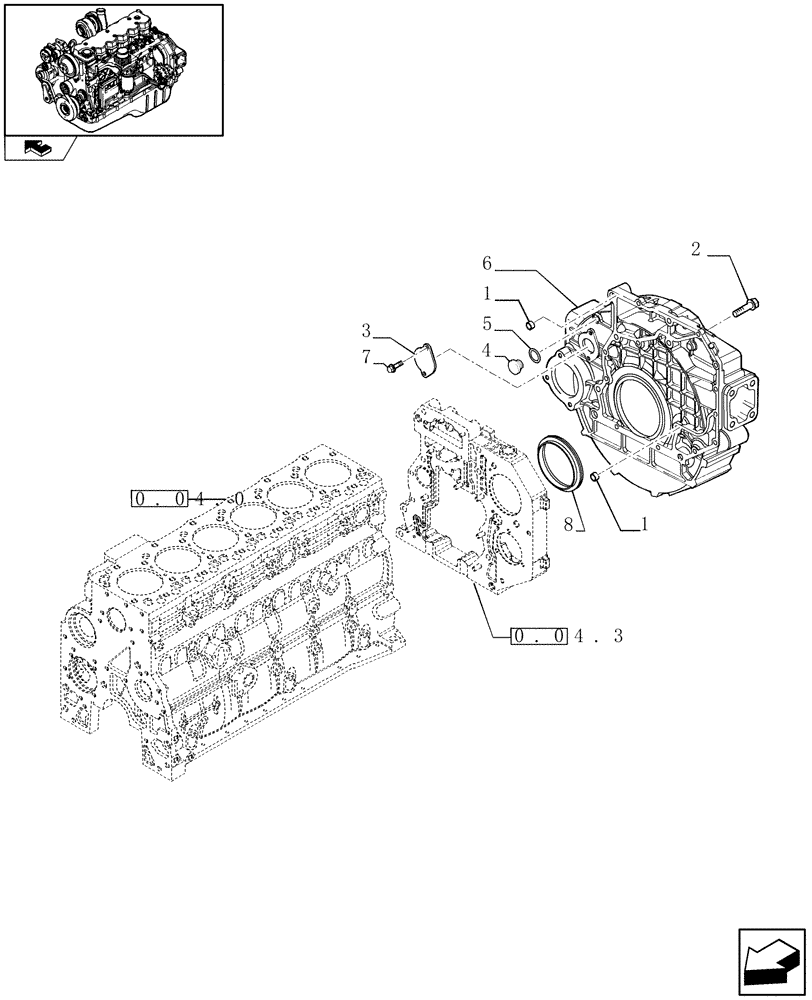 Схема запчастей Case IH F4HE9687S J100 - (0.04.3[03]) - CRANKCASE COVERS (2852424) 