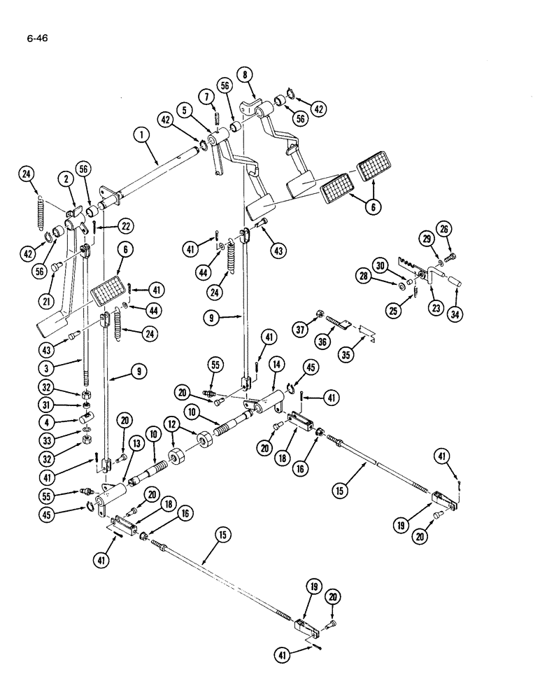 Схема запчастей Case IH 1120 - (6-46) - CLUTCH AND BRAKE PEDALS, GEAR, HYDROSTATIC, DUAL (06) - POWER TRAIN