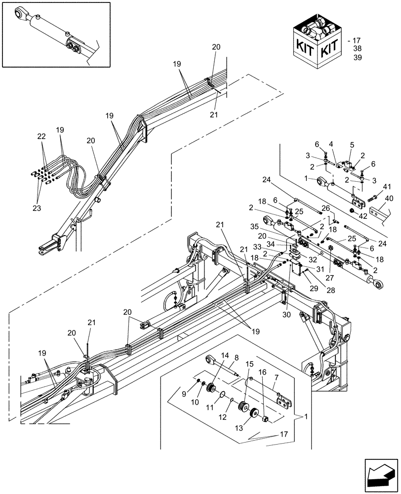 Схема запчастей Case IH WRX301 - (35.900.06) - HYDRAULIC REAR OPENING KIT (35) - HYDRAULIC SYSTEMS