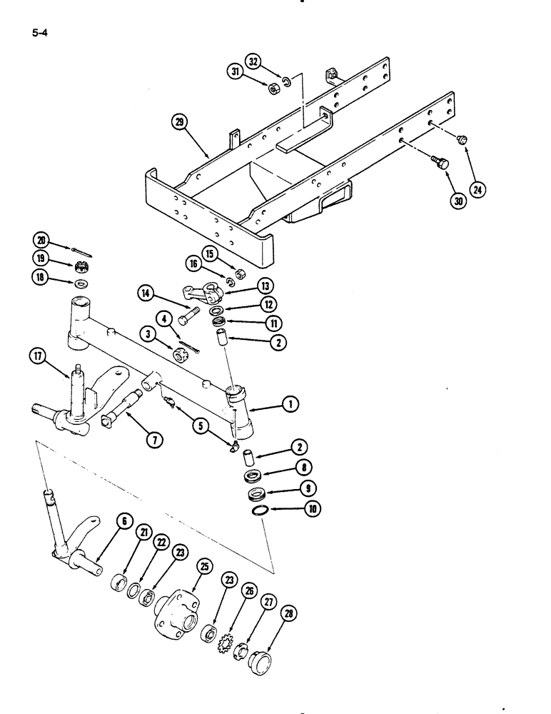 Схема запчастей Case IH 235 - (5-04) - FRONT AXLE, NON-ADJUSTABLE (05) - STEERING