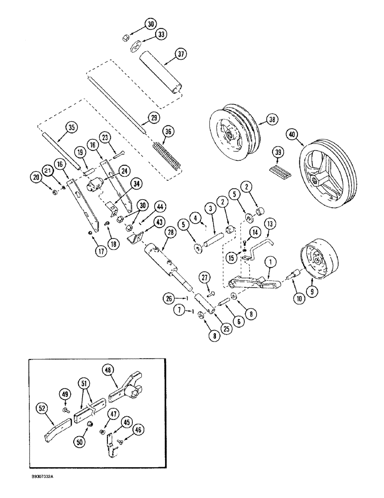 Схема запчастей Case IH 1644 - (9A-14) - SEPARATOR, DRIVE PULLEY AND IDLER (13) - FEEDER