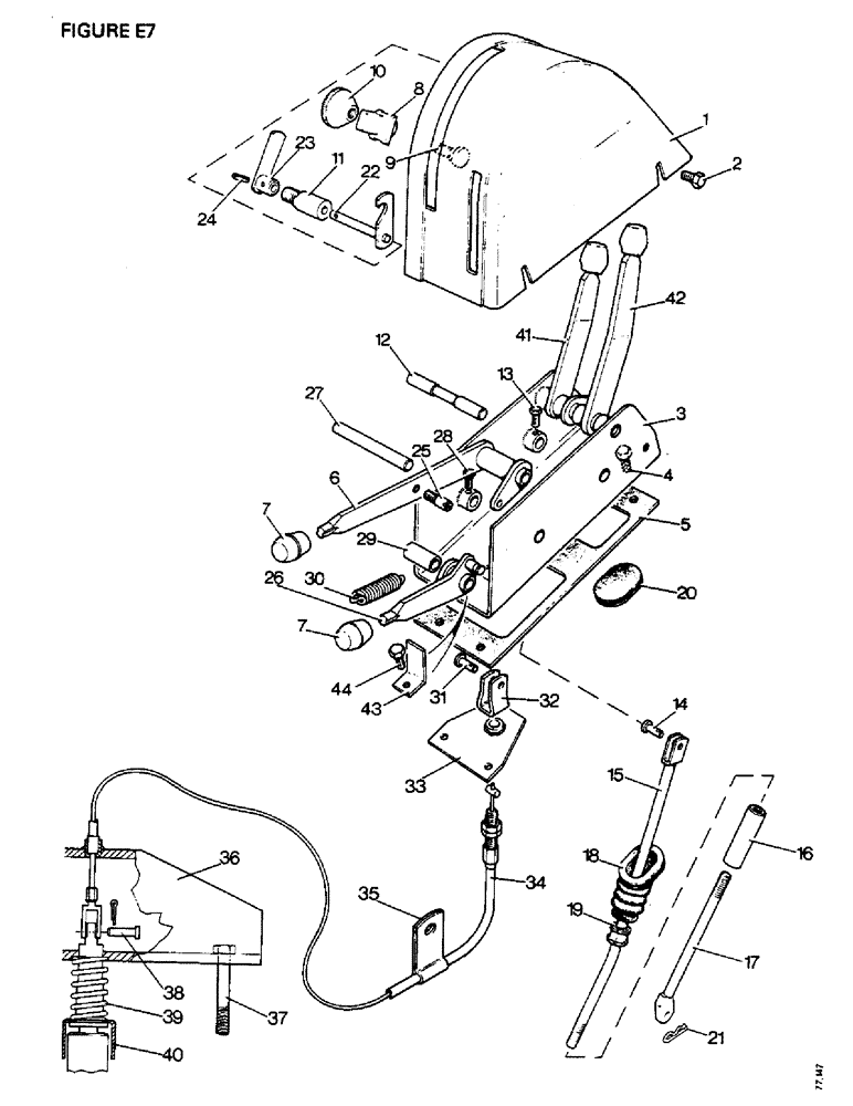 Схема запчастей Case IH 1410 - (E07-1) - SELECTAMATIC HYDRAULIC SYSTEM, CONTROL LEVERS AND QUADRANT 1410Q, 1410SK, 1412Q, 1412SK (07) - HYDRAULIC SYSTEM