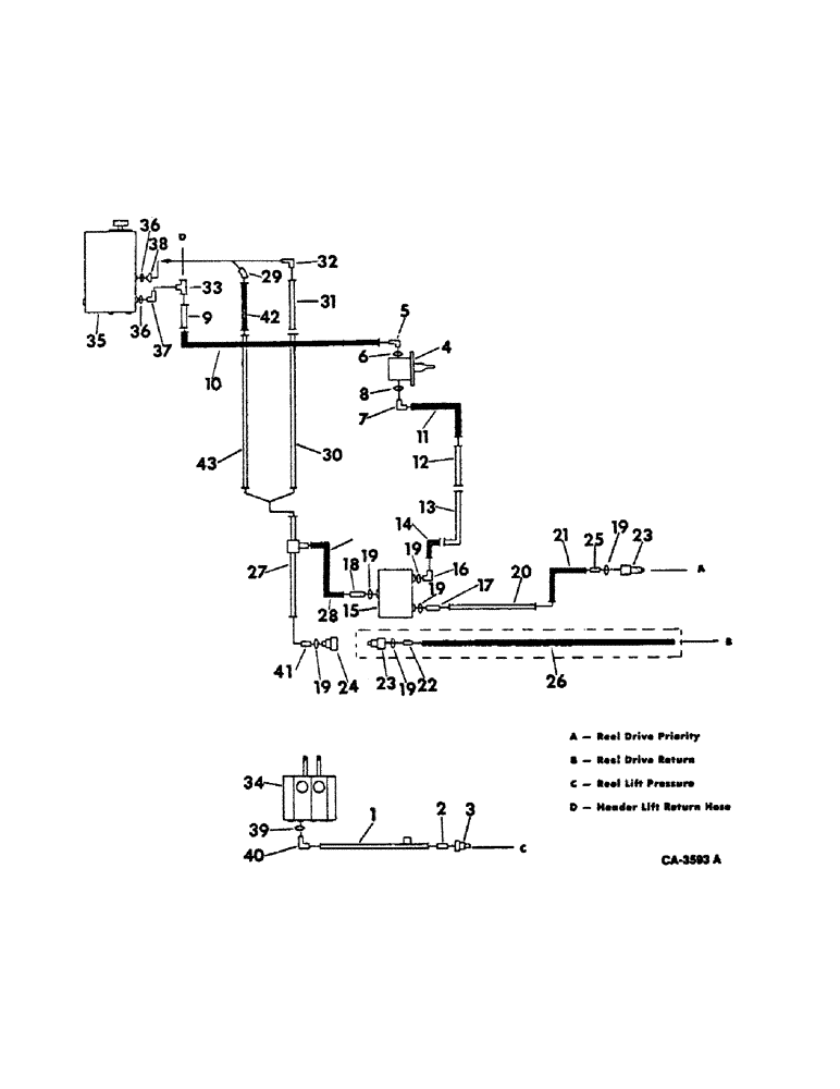 Схема запчастей Case IH 815 - (10-10) - HYDRAULICS, HYDRAULIC DIAGRAM, REEL DRIVE AND REEL LIFT (07) - HYDRAULICS