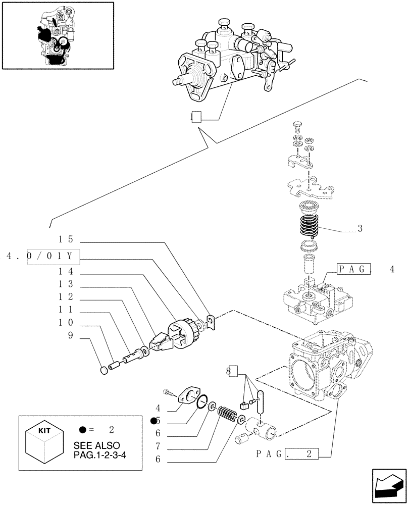 Схема запчастей Case IH JX75 - (0.14.0/01A[05]) - INJECTION PUMP, GOVERNOR (01) - ENGINE