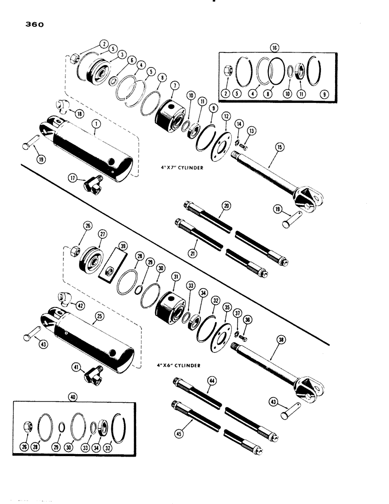 Схема запчастей Case IH 730 SERIES - (360) - 4" X 7" HYDRAULIC CYLINDER, EAGLE HITCH (08) - HYDRAULICS