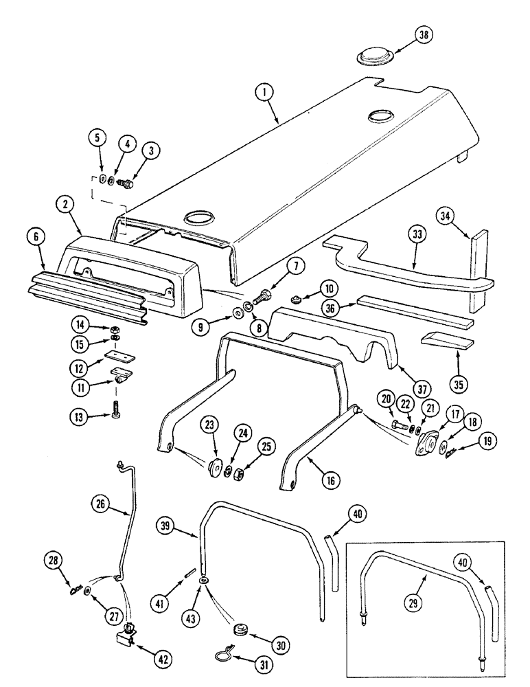 Схема запчастей Case IH 1494 - (9-398) - ENGINE HOOD AND HINGE (09) - CHASSIS/ATTACHMENTS