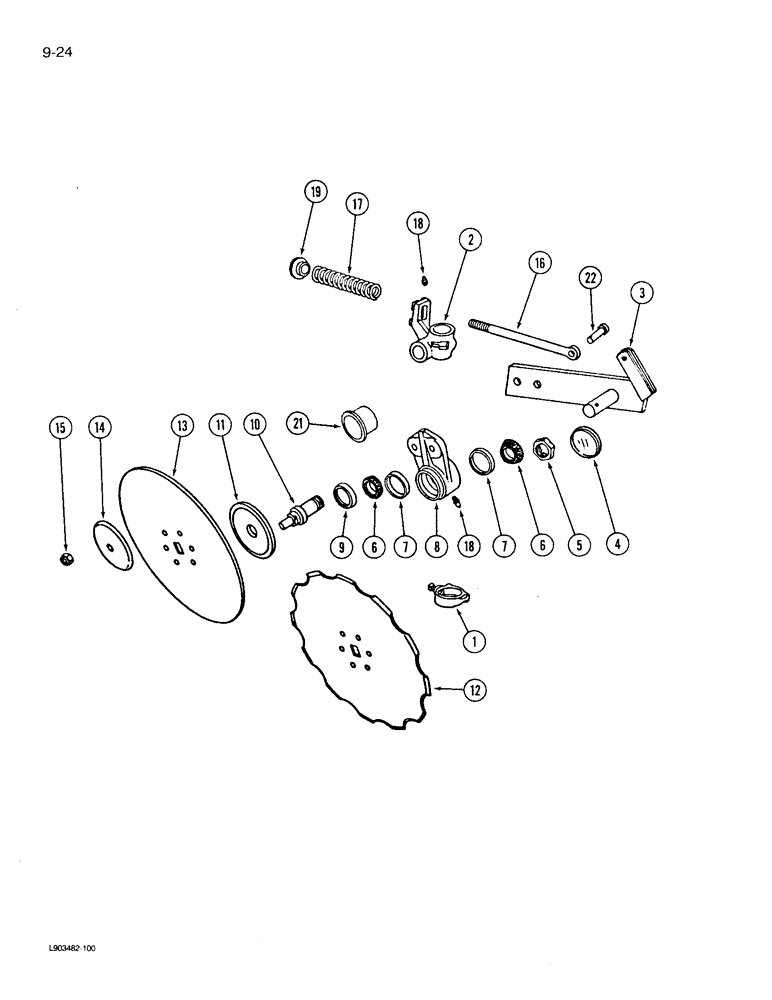 Схема запчастей Case IH 730 - (9-24) - ROLLING COLTER, HIGH LIFT SPRING CUSHION TYPE WITH 20 INCH DISC 