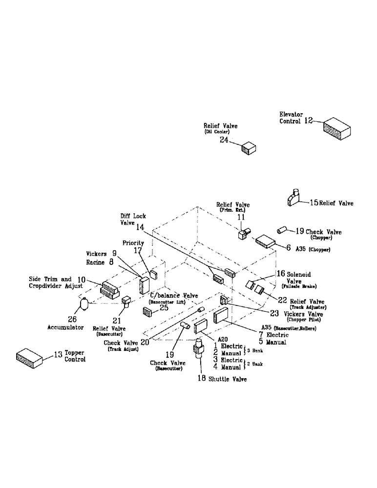 Схема запчастей Case IH 7700 - (B01-06) - HYDRAULIC VALVES Hydraulic Components & Circuits