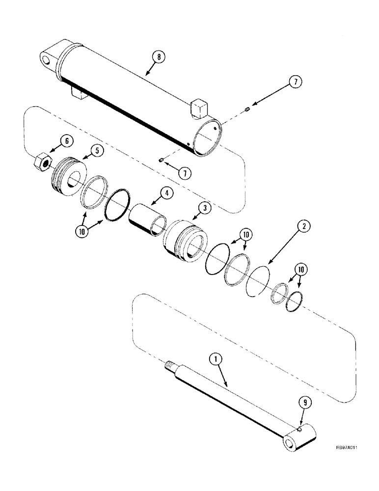 Схема запчастей Case IH L300 - (8-48[A]) - CYLINDER ASSEMBLY, BOOM (76 MM ID) (08) - HYDRAULICS