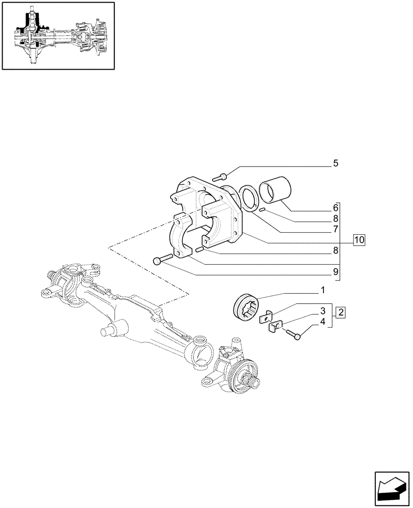 Схема запчастей Case IH JX1060C - (1.40.3/05) - (VAR.325-692) FRONT AXLE W/LIMITED SLIP DIFF, L/FRONT BRAKES (30 KM/H) - SUPPORT (04) - FRONT AXLE & STEERING