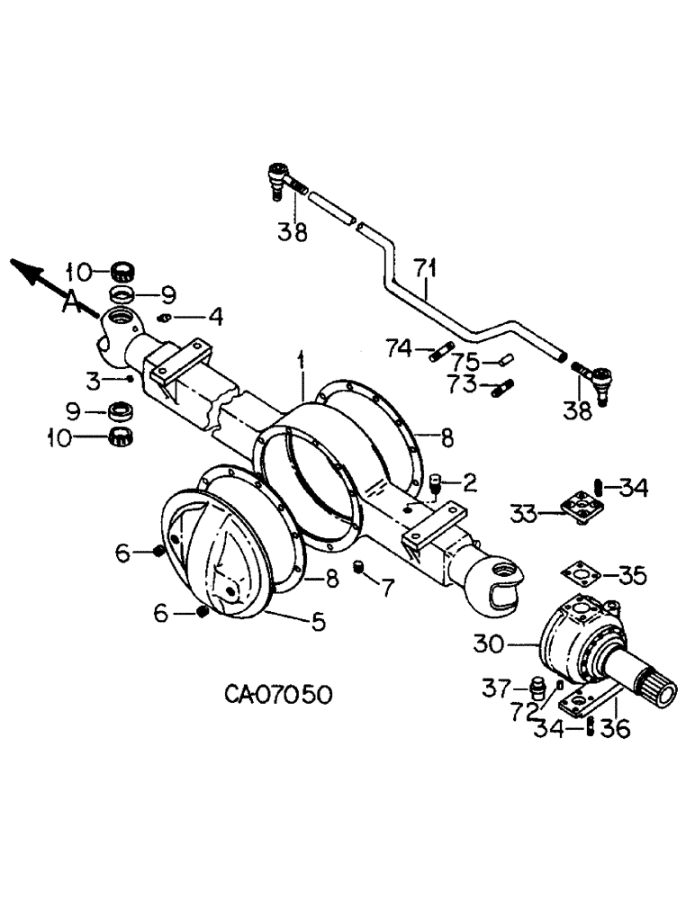 Схема запчастей Case IH 1486 - (07-58) - DRIVE TRAIN, PLANETARY STEERING AXLE, TRACTORS WITH ALL WHEEL DRIVE (04) - Drive Train