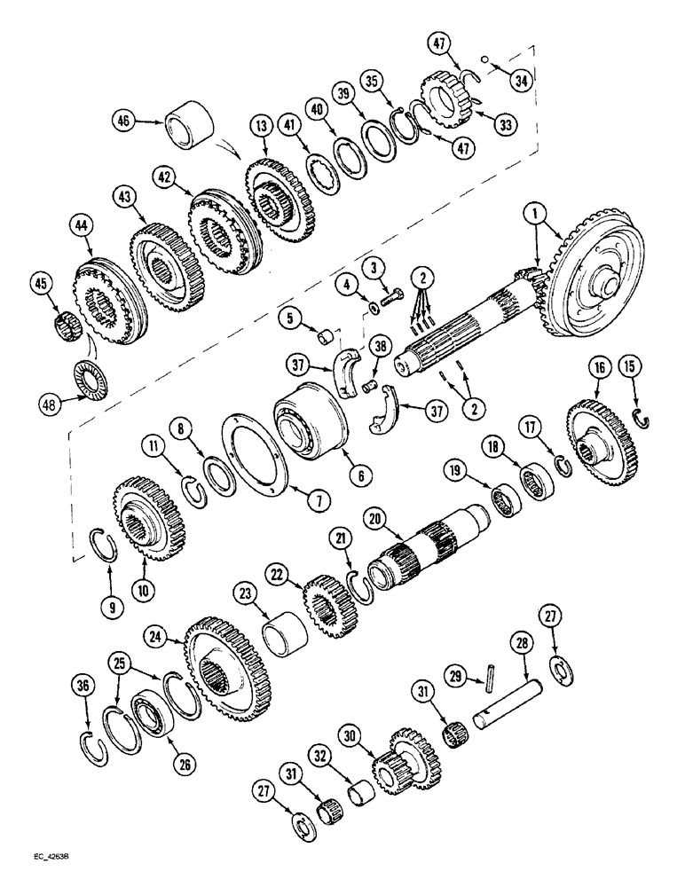 Схема запчастей Case IH 3220 - (6-042) - RANGE TRANSMISSION (06) - POWER TRAIN