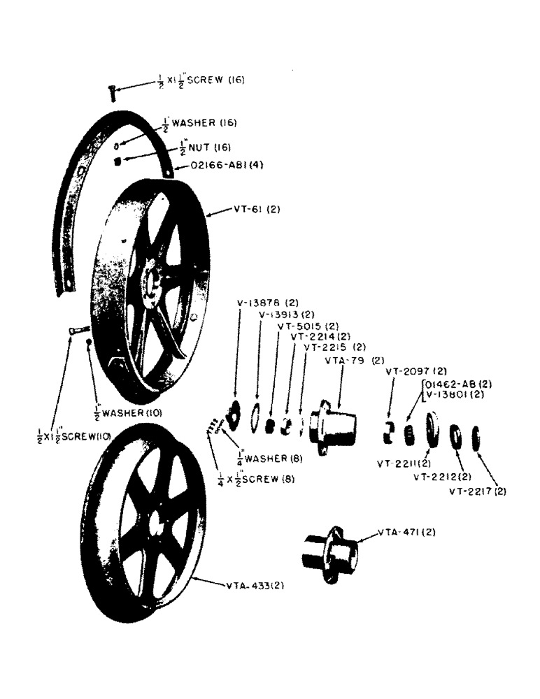 Схема запчастей Case IH VAC11-SERIES - (111) - FRONT CAST WHEELS AND SKID RINGS, VAC, VA, VAO, VAH (06) - POWER TRAIN