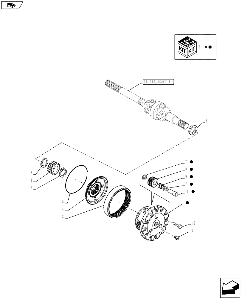 Схема запчастей Case IH PUMA 170 - (25.108.0404) - ABS SYSTEM - 4WD FRONT AXLE WITH SUSPENSION AND BRAKES - EPICYCLICAL FINAL DRIVE (VAR.743964) (25) - FRONT AXLE SYSTEM